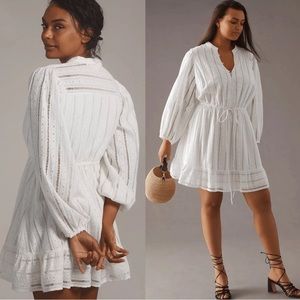 Anthropologie Forever That Girl Eyelet Mini Dress, white, size M
